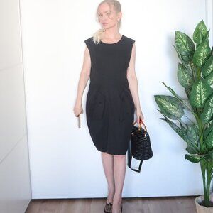 Anthropologie Moulinette Soeurs Silk Black Sleeveless Crew Neck Pencil Dress